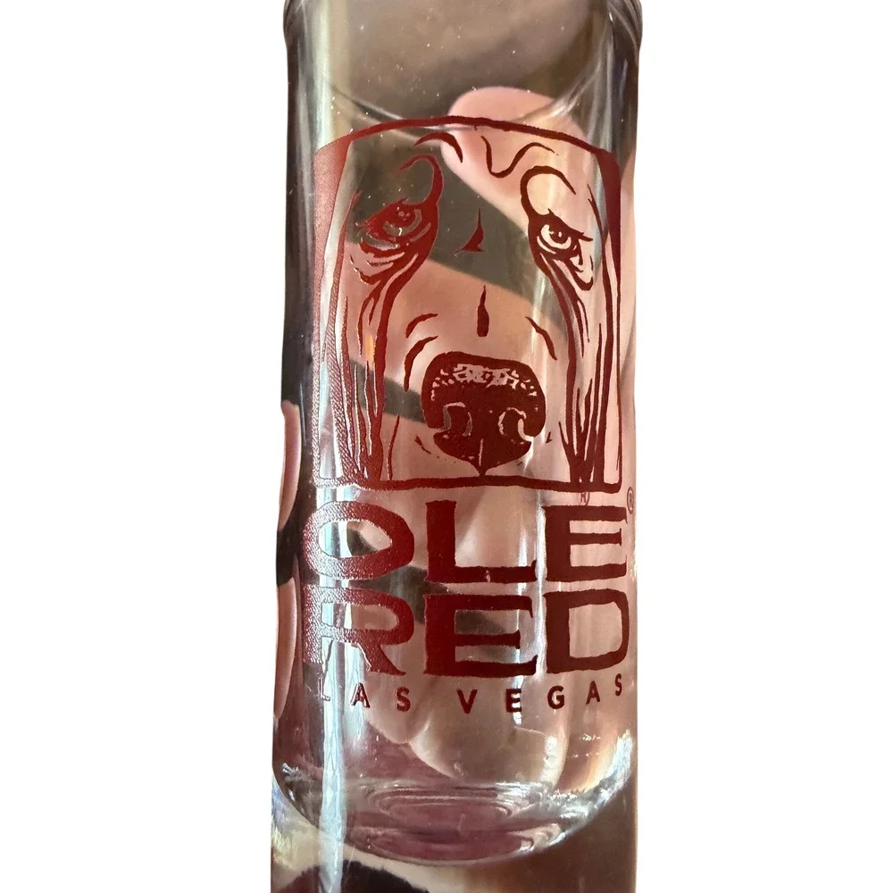 Ole Red Shot Glass Las Vegas Clear Red Excellent Blake Shelton Souvenir Tall